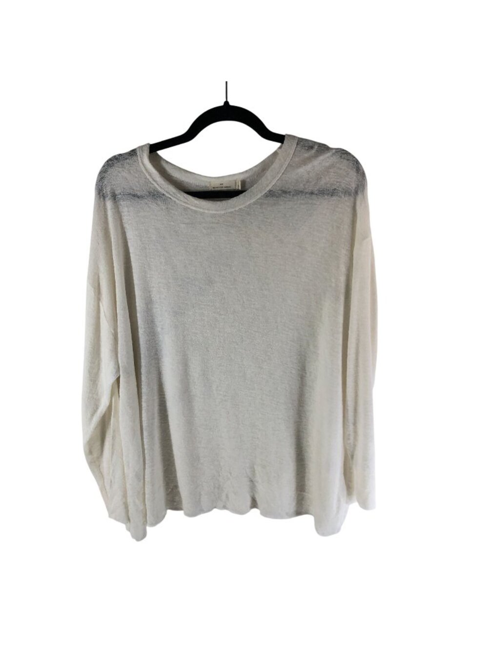 Michelle By Comune White Sheer Long Sleeve Lightweight Top Womens Size L